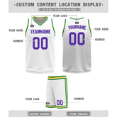 Custom Purple White Classic Style Reversible Basketball Uniform Personalized COOLMAX BBJR-D017047
